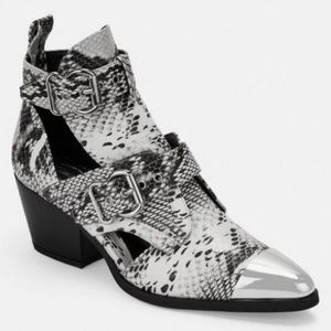 Snake skin ankle boots